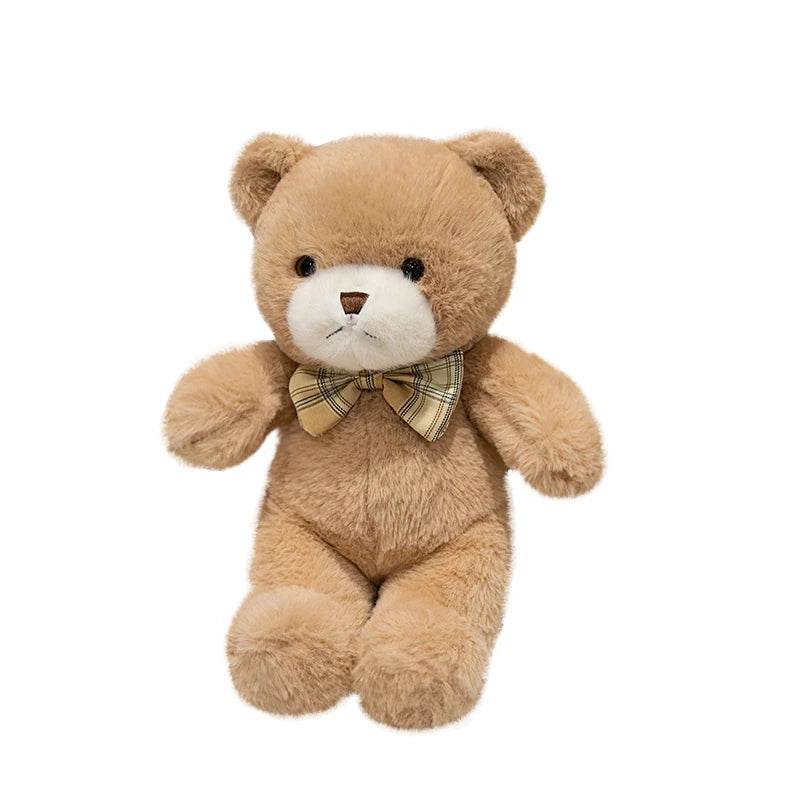 Teddy Bear Plush Toy – Kawaii Bow Tie Hug Doll - White