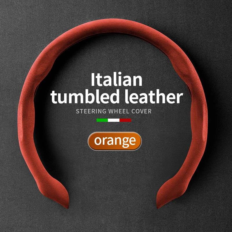 Suede Anti-Slip Ultra-Thin Steering Wheel Cover - Orange