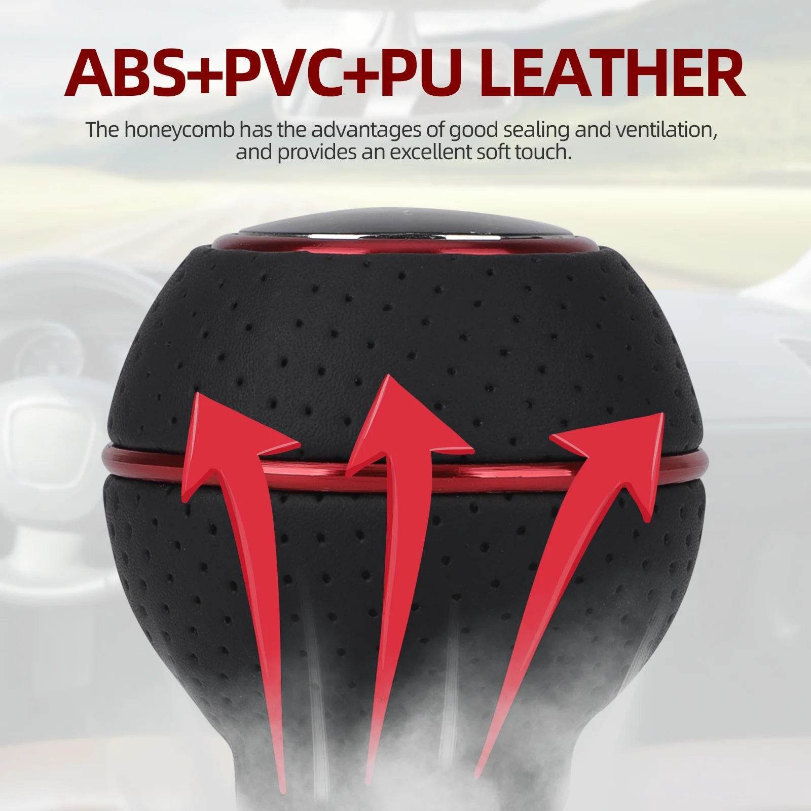 Universal 5-Speed Gear Shift Knob | Leather & Aluminium | M8–M12 Compatible - Black