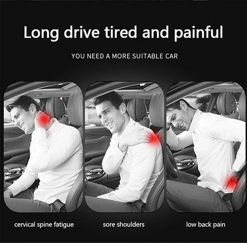Ergonomic Car Lumbar & Neck Support Pillow Set – Memory Foam Cushion for Back & Headrest - Black Set