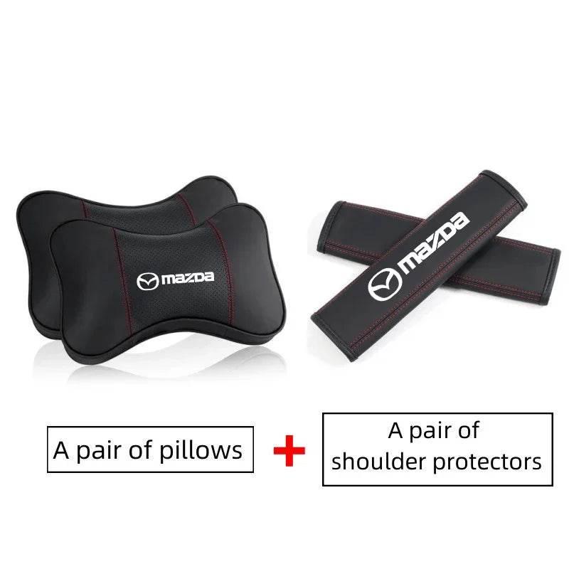 Mazda Neck Pillow and Seat Belt Pad - 4PCS-2Neck Pillow+2Seat Belt Pad