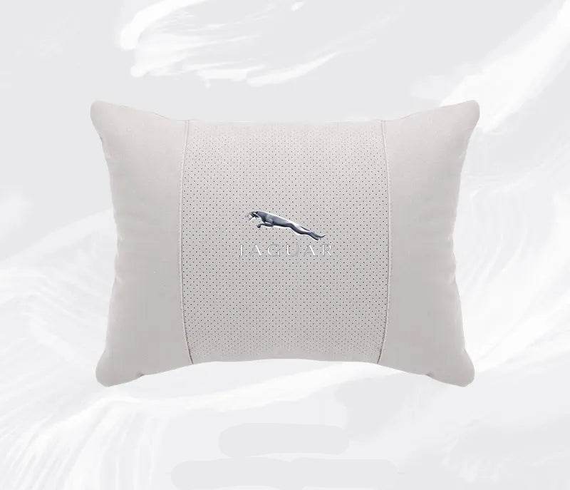 Breathable Suede Car Neck Pillow for Jaguar XE, XJ, XF, E-Pace, XJL & More - headrest 1pc black