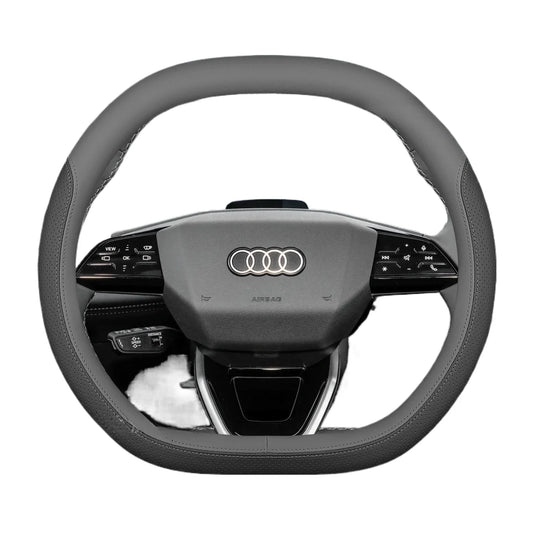 Audi Leather Steering Wheel Cover – Double D-Shape Fit for Q3, Q5, A3, A5, A6 & Q4 e-tron