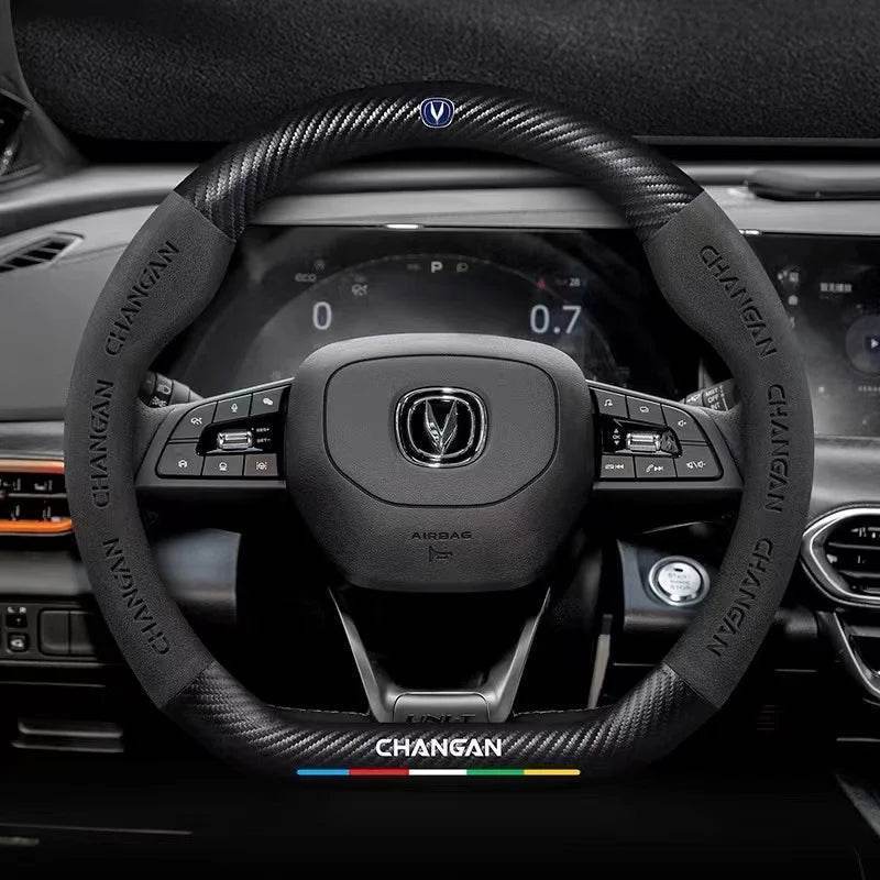 Changan Leather Steering Wheel Cover - black