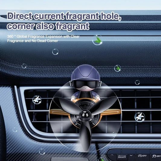 Car Air Freshener Aromatherapy Accessories Interior Perfume Diffuser Rotating Propeller Outlet Fragrance Cartoon Design Supplies - Blue Freshener