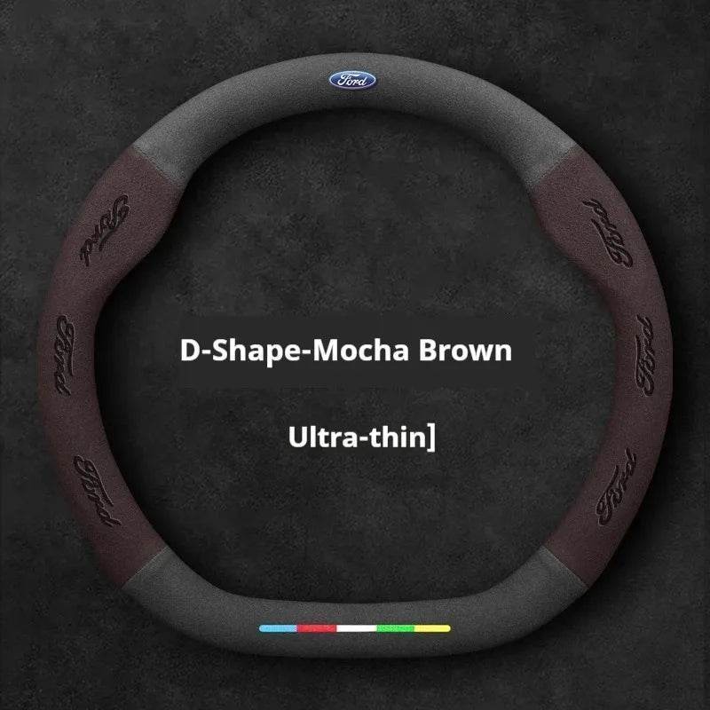 Ford Suede Steering Wheel Cover - D Brown