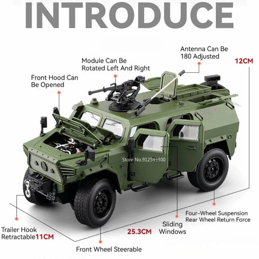 Armored Car – Diecast Military Model with Sound & Light - Green