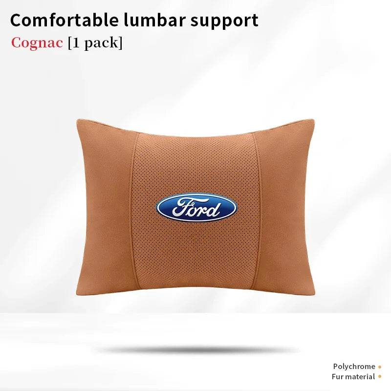 Ford Ventilated Neck Pillow & Lumbar Cushion - Waist Cushion Cognac