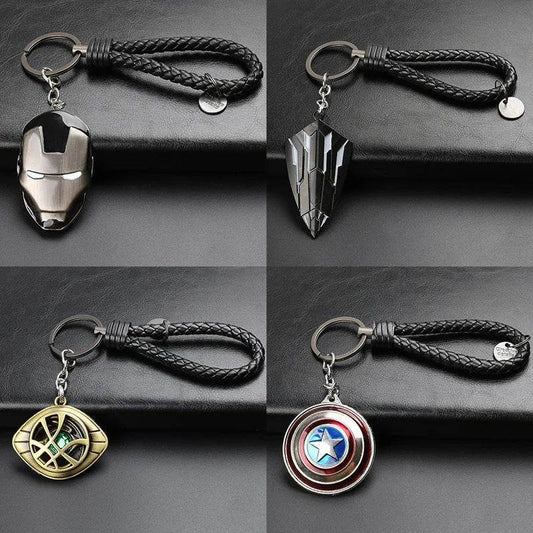 Marvel Avengers Deadpool Captain America Shield Keychain Rotate Relieve Anxiety Toy Keyring Car Bag Key Holder Accessories Gift - si shi