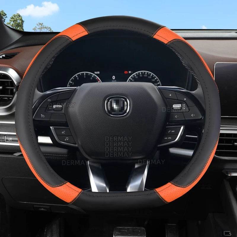 Changan Sports Microfiber Leather Steering Wheel Cover - B- Orange