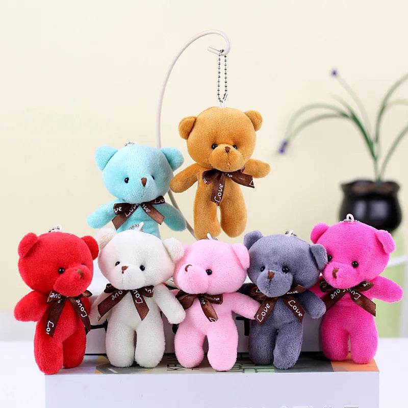 Mini Teddy Bear Plush Keychain – Soft Stuffed Doll Pendant - PINK