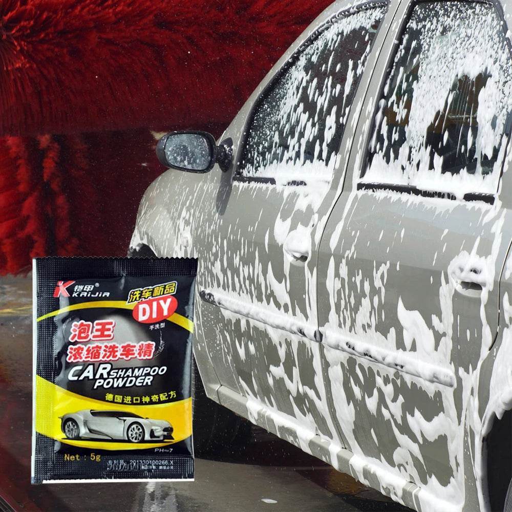 Car Wash Shampoo Powder – Universal Car Cleaning Soap for Body, Glass & Wheels - 10 bags