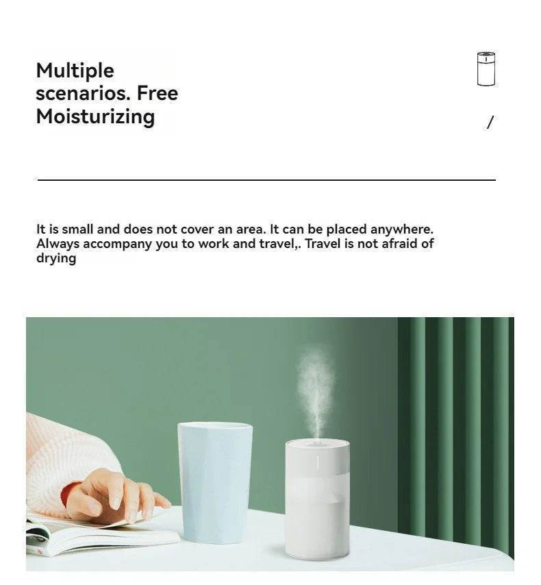 Portable USB Humidifier Diffuser with LED Light for Car & Home 260ML - White