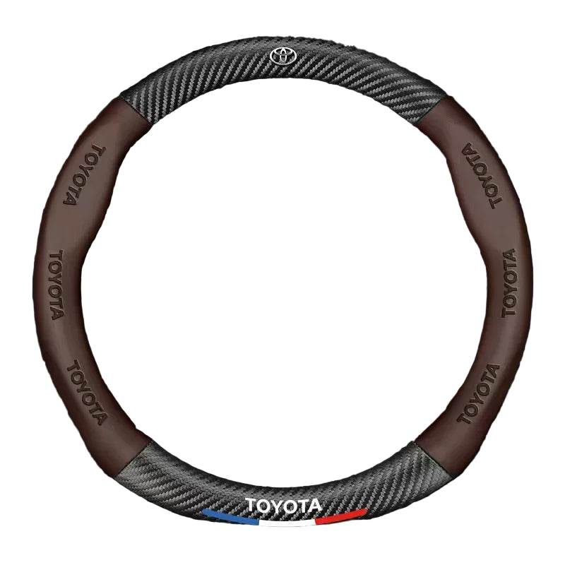 Toyota Carbon Fiber Steering Wheel Cover - Brown Round Type