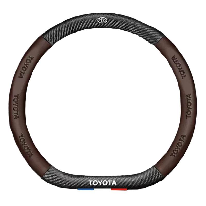Toyota Carbon Fiber Steering Wheel Cover - Brown D Type