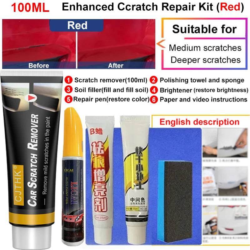 Car Scratch Remover & Paint Repair Compound – Swirl Remover & Polishing Wax for Auto Body Care - 100ml Red repair