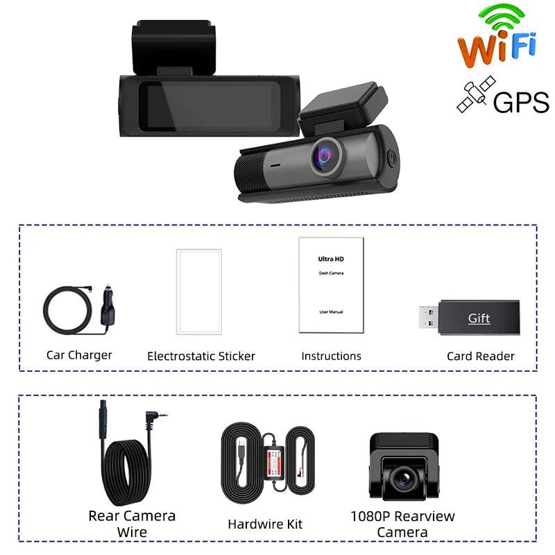 4K Mini Dash Cam With Rear Camera -