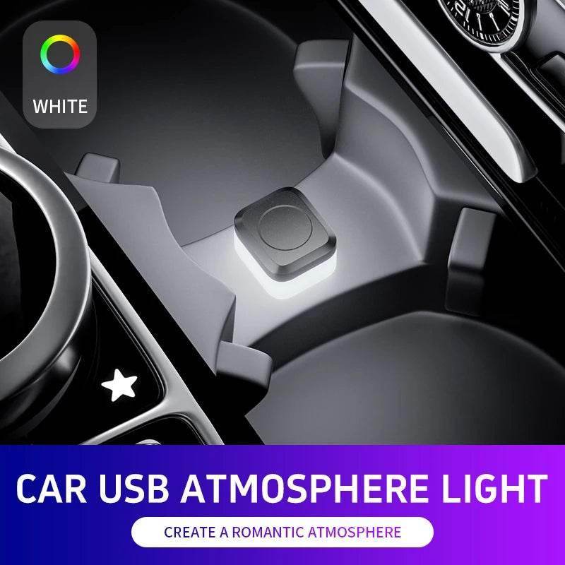 USB LED Car Interior Night Ambient Lights - White