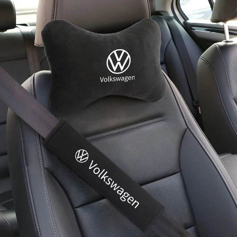 Volkswagen Neck Pillow and Seat Belt Pad - Black