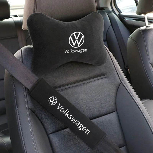 Volkswagen Neck Pillow and Seat Belt Pad - Black