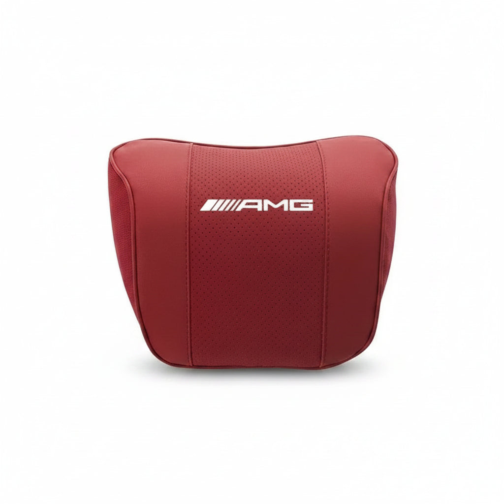 Mercedes Benz AMG Car Neck & Lumbar Support Pillow - Red Headrest