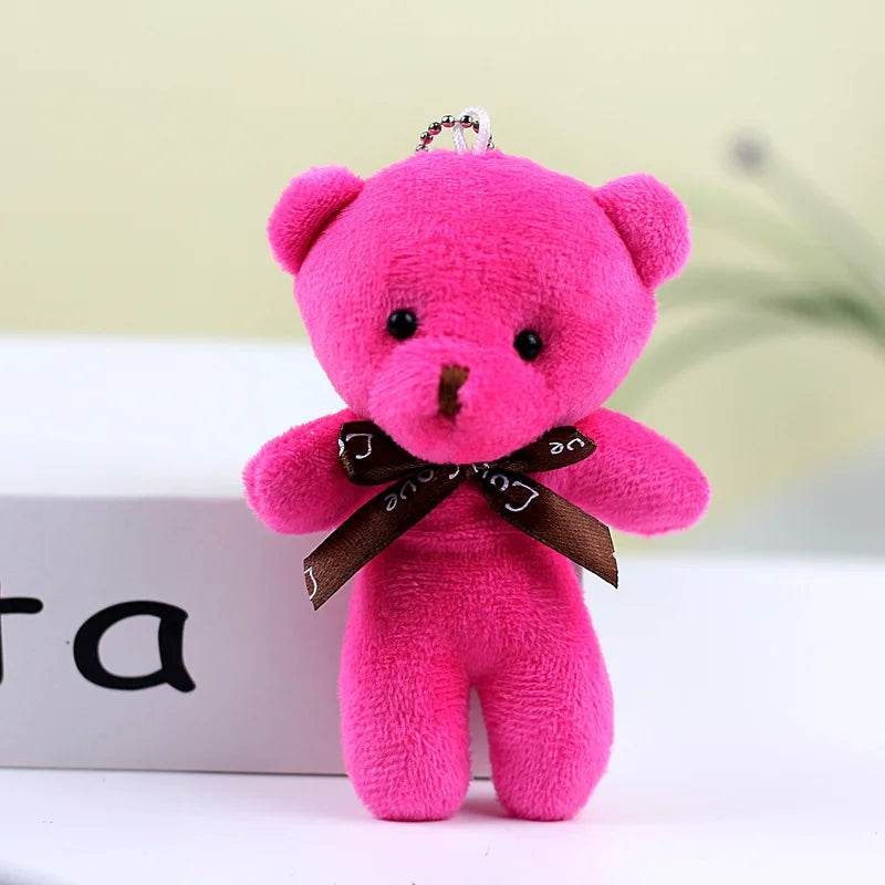 Mini Teddy Bear Plush Keychain – Soft Stuffed Doll Pendant - ROSE