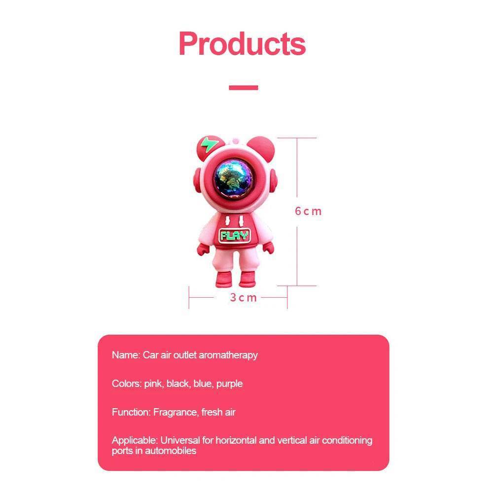 Astronaut Car Air Vent Perfume Clip – Cartoon Air Freshener & Aromatherapy Interior Decoration - Red