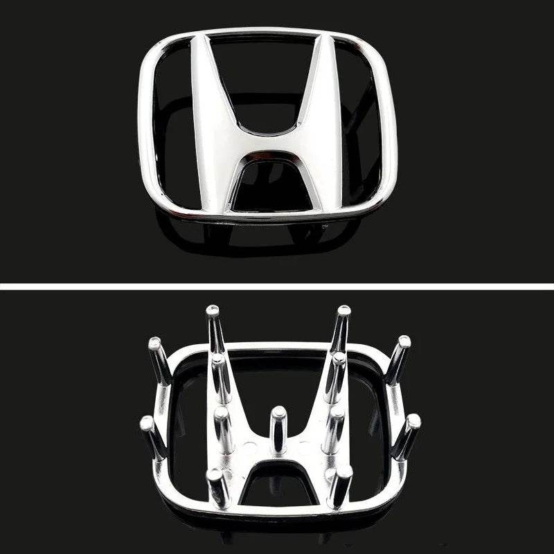 Honda Steering Wheel Emblem – 50/53mm Car Badge Decal - Silver / 53mm x 43mm