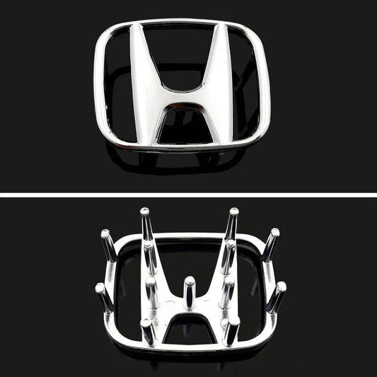 Honda Steering Wheel Emblem – 50/53mm Car Badge Decal - Silver / 53mm x 43mm