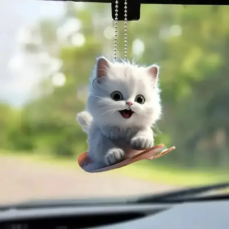 Cat Car Pendant – 2D Rearview Mirror Hanging Ornament