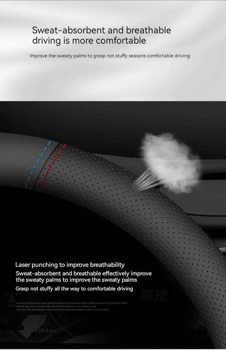 Changan Leather Steering Wheel Cover - D Style 2 black