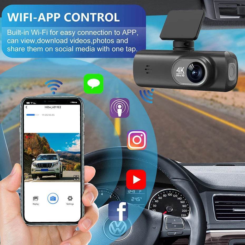 4K WIFI V22 Mini Dashcam Night Vision with Rear Camera - V22S / None