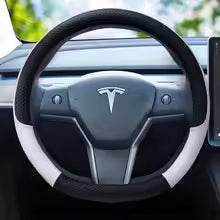 Tesla Model 3 Leather Steering Wheel Cover - White