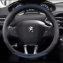 Peugeot Carbon Fiber + Leather Steering Wheel Cover for 208, 308, 2008 (2012–2021) - black