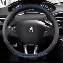 Peugeot Carbon Fiber Leather Steering Wheel Cover - Blue
