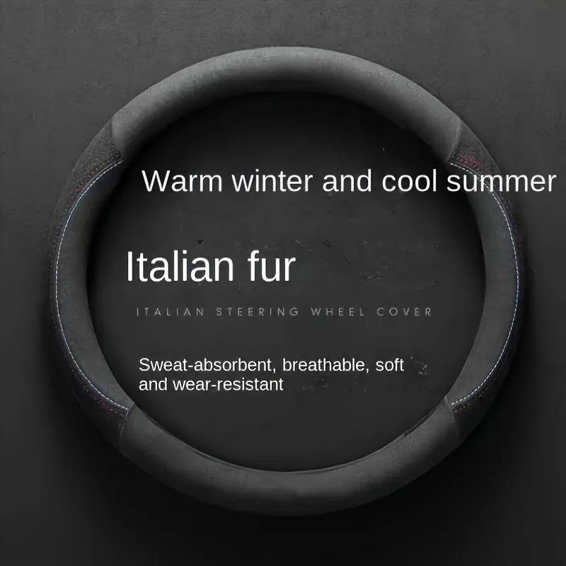 Luxury Faux Fur Steering Wheel Cover (38cm) - Green / Round