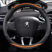 Peugeot Carbon Fiber + Leather Steering Wheel Cover for 208, 308, 2008 (2012–2021) - black