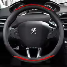 Peugeot Carbon Fiber + Leather Steering Wheel Cover for 208, 308, 2008 (2012–2021) - black