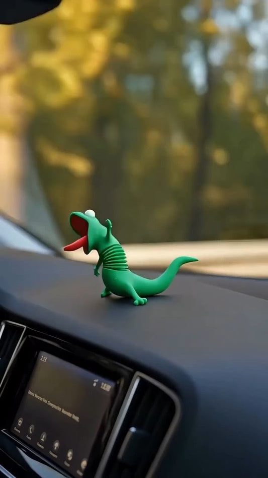 Cute 3D Printed Swinging Head Lizard Car Dashboard Decor