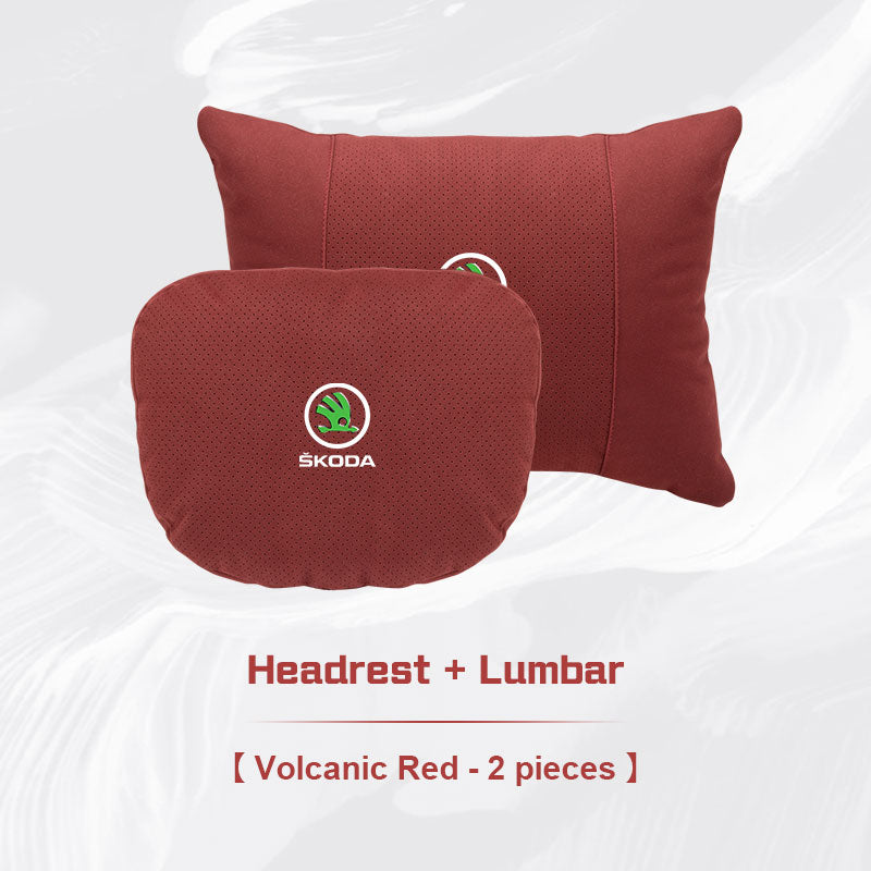 Skoda Car Neck Pillow and Lumbar Support Cushion Set