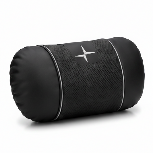 Polestar Car Neck Pillow and Lumbar Support Cushion Set - Headrest Black