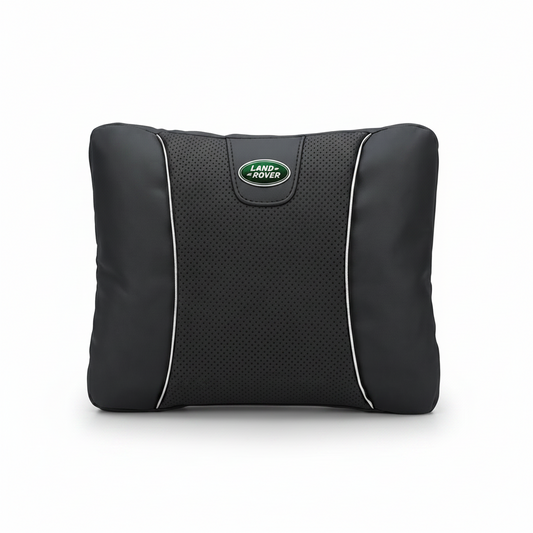 Land Rover Leather Car Neck Pillow & Lumbar Support Cushion - lumbar black