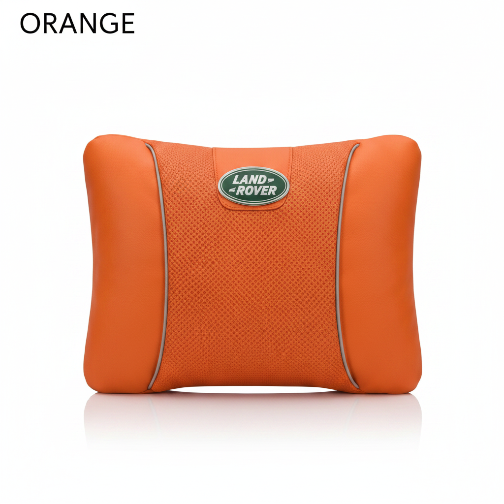 Land Rover Leather Car Neck Pillow & Lumbar Support Cushion - lumbar orange