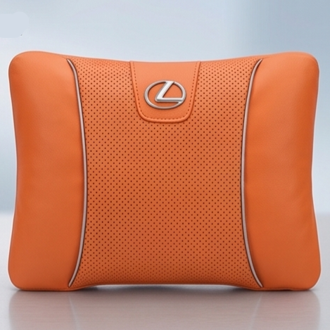 Lexus Car Neck Pillow & Lumbar Support Cushion - Lumbar Orange