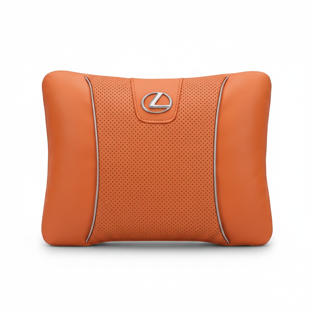 Lexus Car Neck Pillow & Lumbar Support Cushion - Lumbar Orange