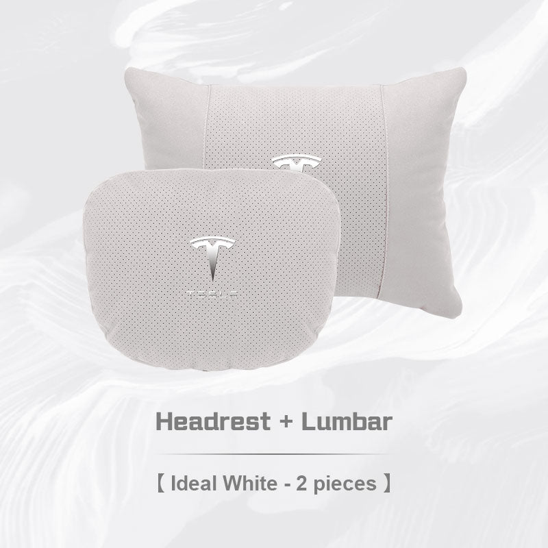 Tesla Car Neck Pillow and Lumbar Support Cushion Set