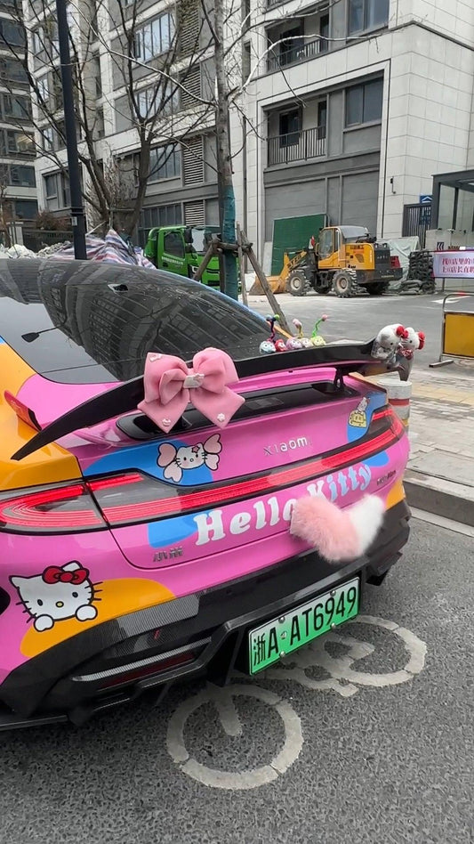 Electric Fluffy Fox Tail Vehicle Ornament