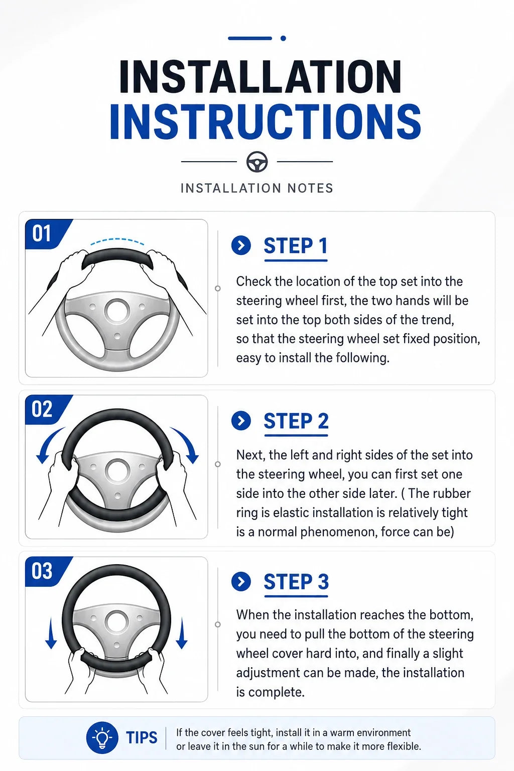 Steering wheel cover installation instructions
