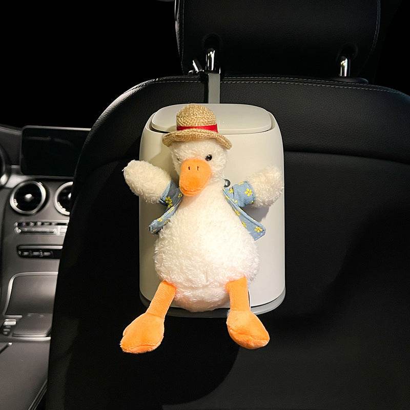 Cute Car Trash Can - Straw hat duck white