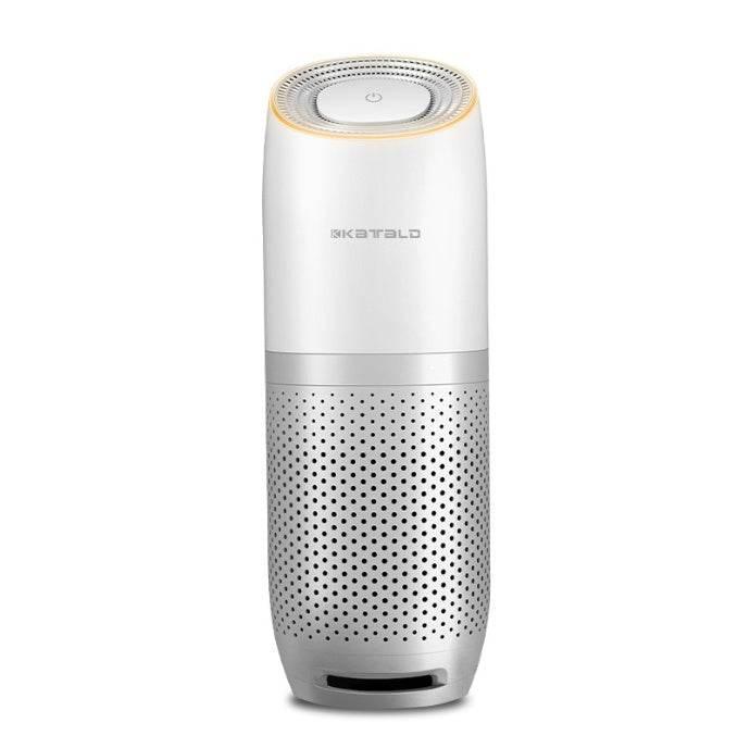 Compact car air purifier improving cabin air quality on a dashboard